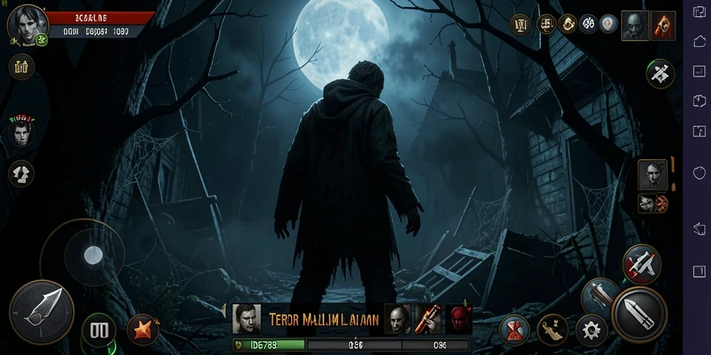 Screenshot gameplay menampilkan suasana menyeramkan dan penuh ketegangan.