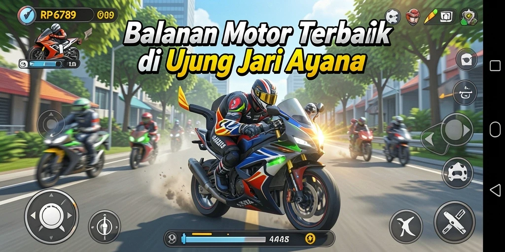 Tampilan gameplay balapan motor yang mendebarkan di RP6789.
