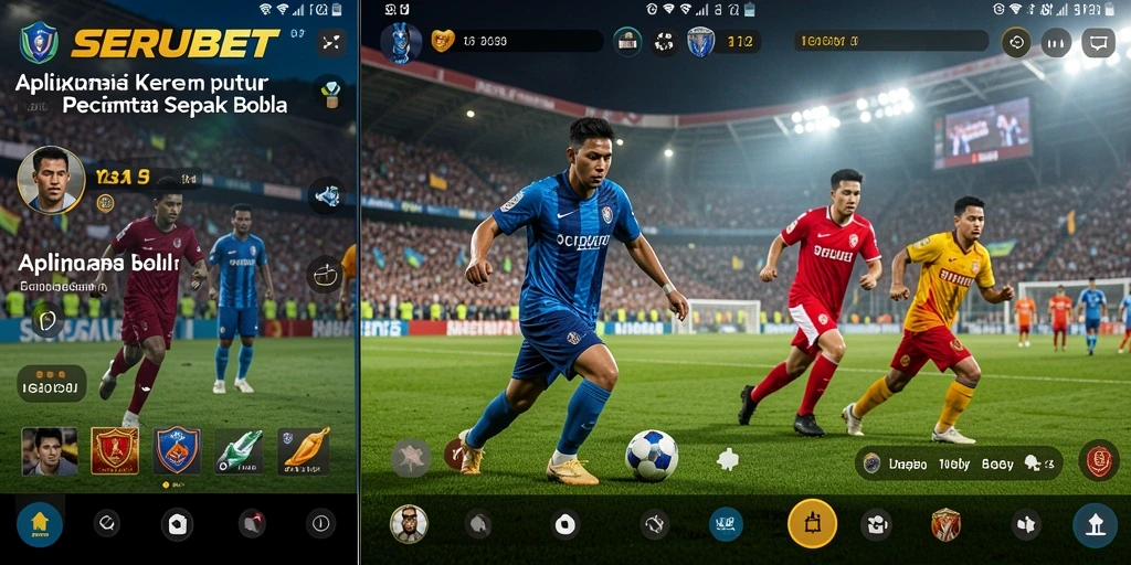 Screenshot SERUBET memperlihatkan aksi mendebarkan di lapangan sepak bola.